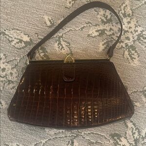 Vintage  Crocodile handbag Rich Brown